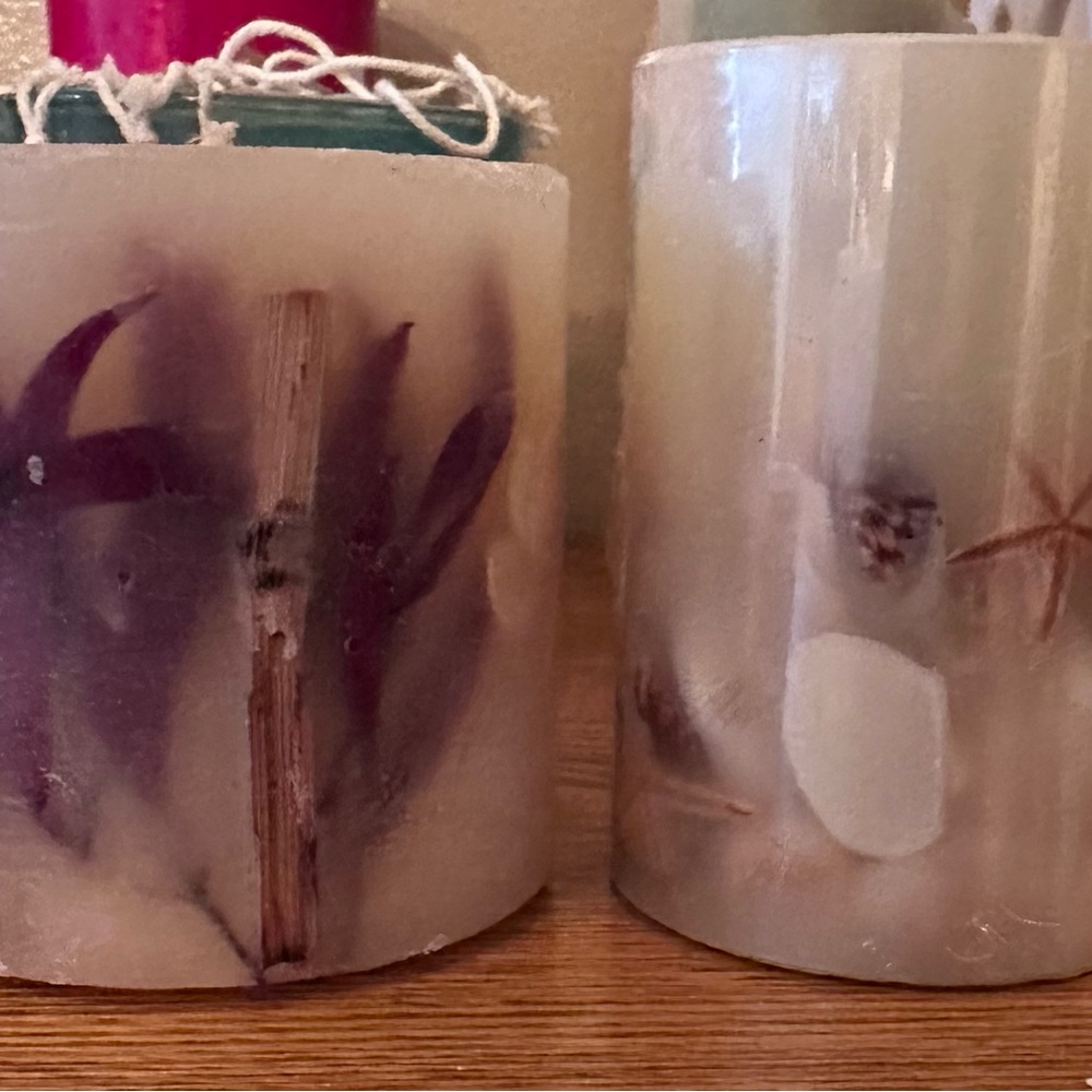 Pier 1 Seashore and Floral Decorative Candle Set